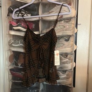 Plaid Brown Women's Top
